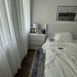 White Queen Bed frame With Mattress