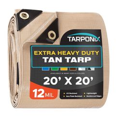 Extra Heavy Duty Tan Tarp 20'x20' 12 Mil