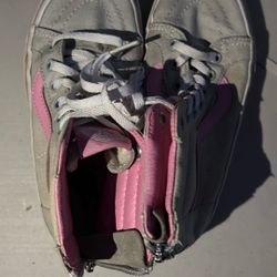 Vans - Pink Gray High Tops Zip Up Size 2 Kids