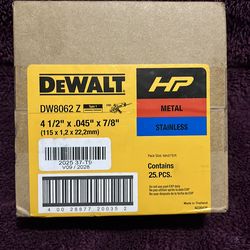 New DeWalt Metal Stainless 4 1/2 Cutting Wheels 25 PCS