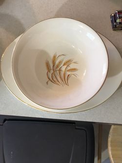 golden wheat china vintage large salad bowl