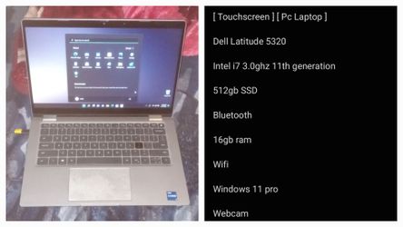 [ Touchscreen ] [ Pc Laptop ] Dell Latitude 5320 Intel i7 3.0ghz 11th generation 512gb SSD 16gb ram windows 11 pro Webcam
