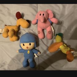 Pocoyo Plushies Set Poceyo,Pato,Elly And Loula  5 To 6 Inches High