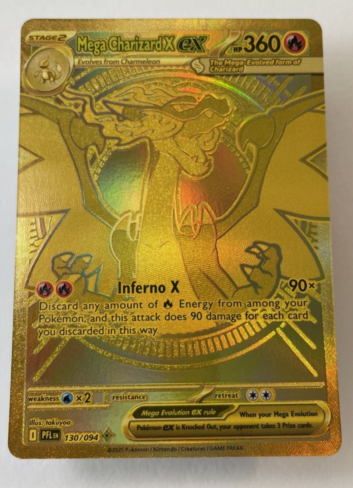 Mega Charizard X ex | 130/094 | Phantasmal Flames Hyper Rare Gold Minty