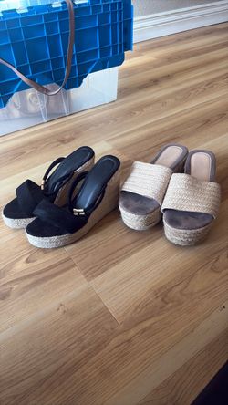 Women’s black and beige Wedges size 6
