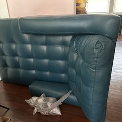 Blue Leather Chaise 