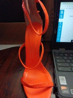 Orange Glitter Strappy High Heel Sandal