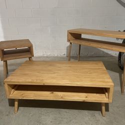 Matching Handmade solid Wood Coffee Table, End Table, And Console Table 