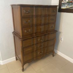 Wood French Provincial Tall Boy Chest of Drawers