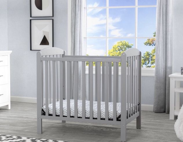 Delta Children Gateway Mini Convertible Baby Crib with 2.75-inch Mattress, Grey