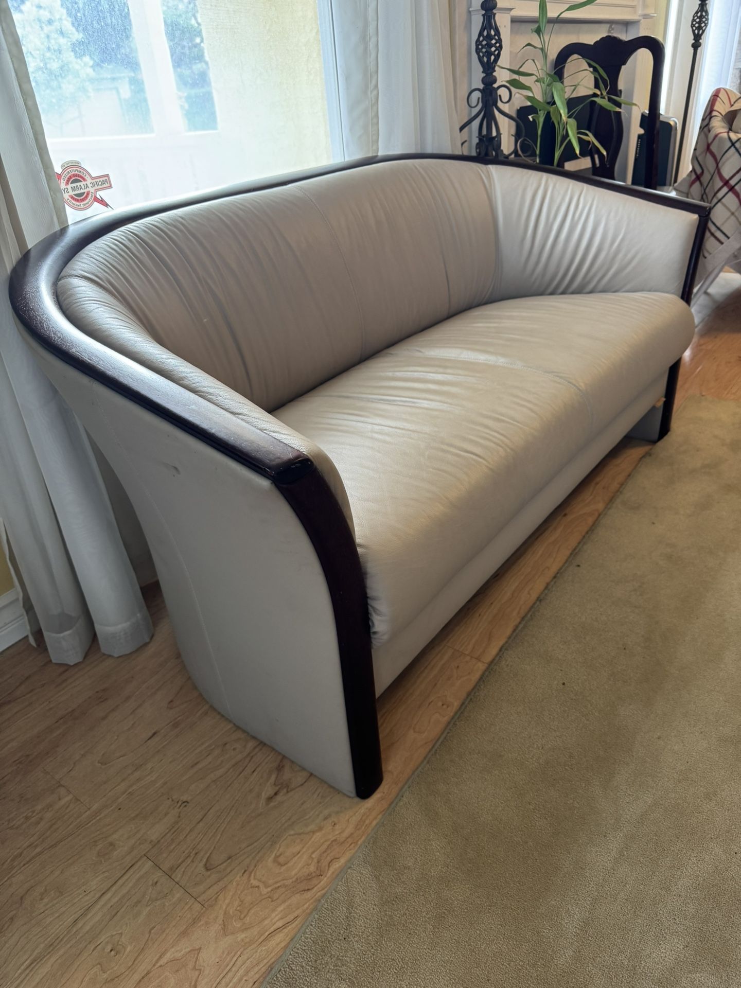 Beige Leather Couch Perfect For Living Room