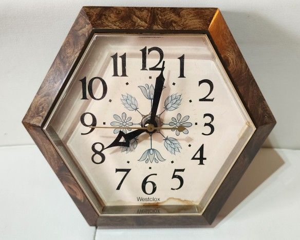 Vintage Westclox 1970's Hexagonal Wall Clock