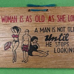 Vintage Comical Wood Postcard Decor 