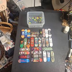 Vintage Tech Deck Lot Of 29 Fingerboards & Parts Case