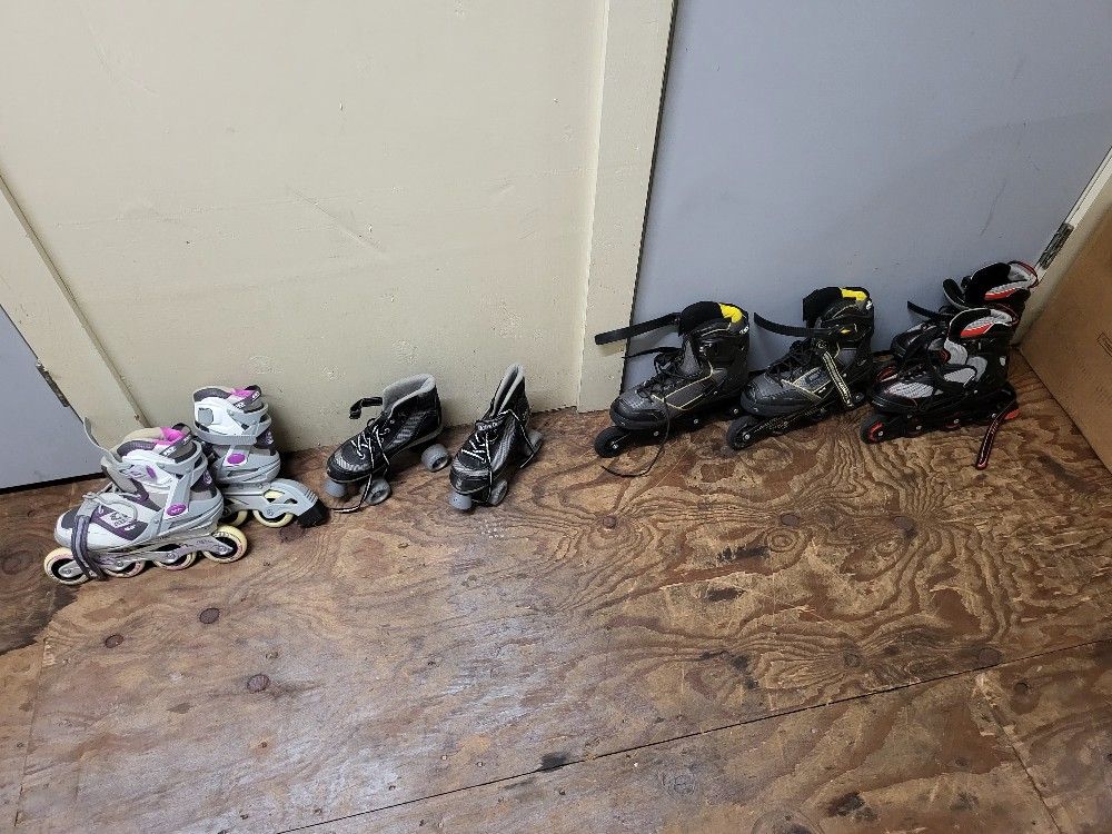 1 Roller Skate And 3 Roller Blades