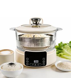 Low Carb Rice Cooker, Multifunction Smart Rice Cooker, Transparent and Visible food Steamer with Auto Lift Filter Basket (5L)