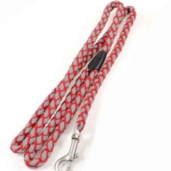 NEW! Dog Pet Leash, Round Rope Reflective, Red & Gray, 4 feet long