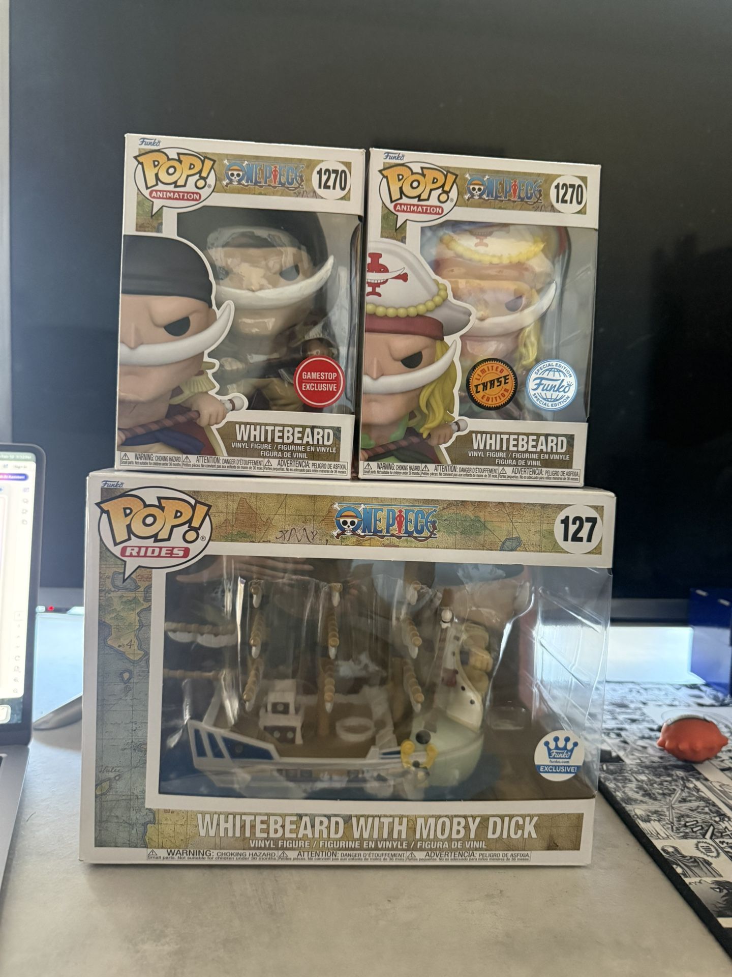 One Piece! Whitebeard With Money Dick #127/#1270 (Chase) Bundle GameStop Funko