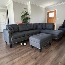 Brand New L Shape Sectional Sofa With Storage Ottoman 