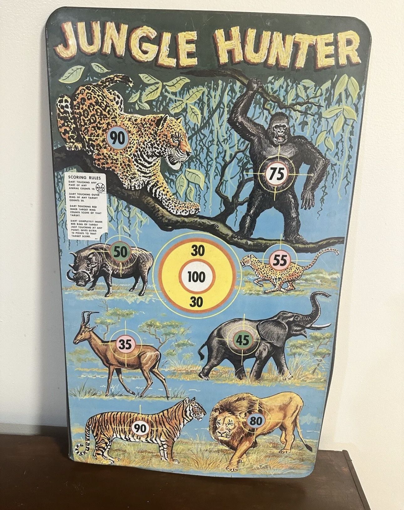 1972 Rare Jungle Hunter Marx Toys Shooting Target Tin Game