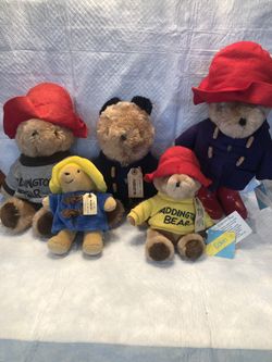 LOT OF 5 Eden Paddington Bear Darkest Peru Plush - 3 With Tags! - RARE!