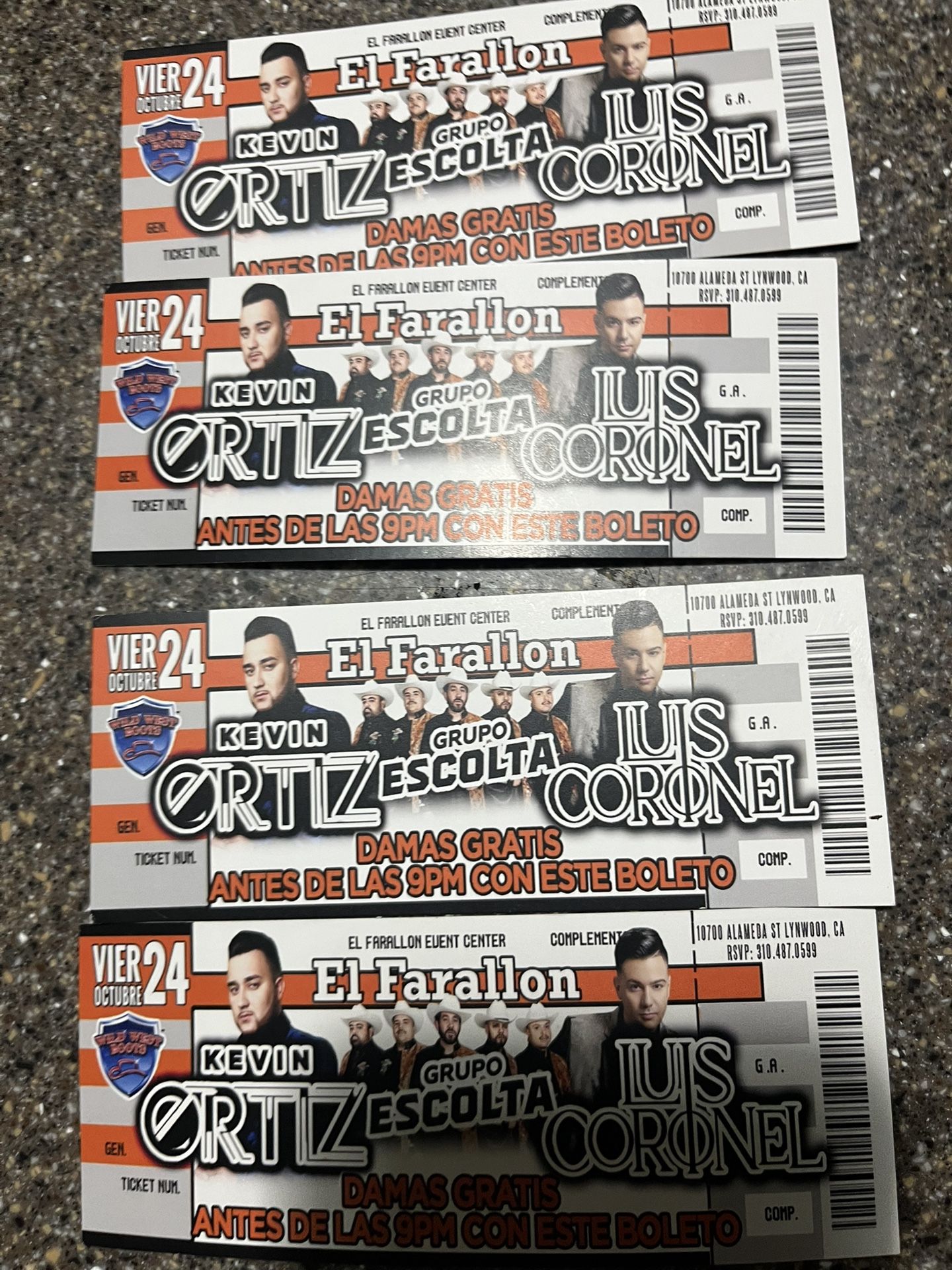 4 Tickets El Farallon Banda Night