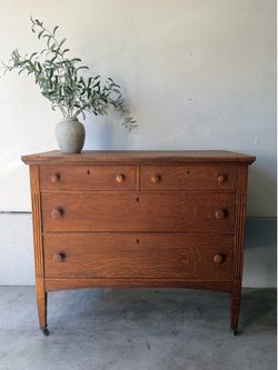 Antique Oak Dresser on Casters