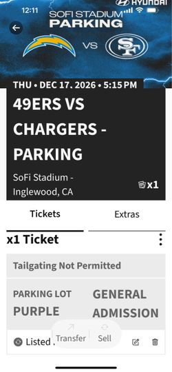 49ers vs Chargers Purple Parking Pass – Dec 17, 2026