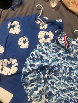 Blue Bape hoodie and blue denim tears