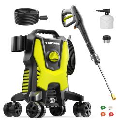 Yeryork Pressure Washer, 3000 PSI Power Washer with 4 Lockable Wheels, Stainless Steel Lance, 4 Quick Connect Nozzles, 500ml Foam Cannon for Car/Decks