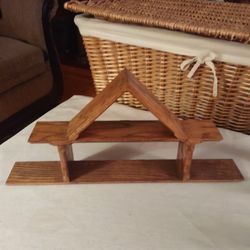 OAK WOOD WALL DISPLAY SHELF HANGER