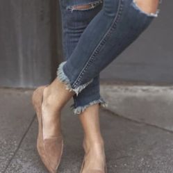 Lulus Women’s Flats Brown Oxford Loafers Camel Suede Pointed Toe New Size 6.5