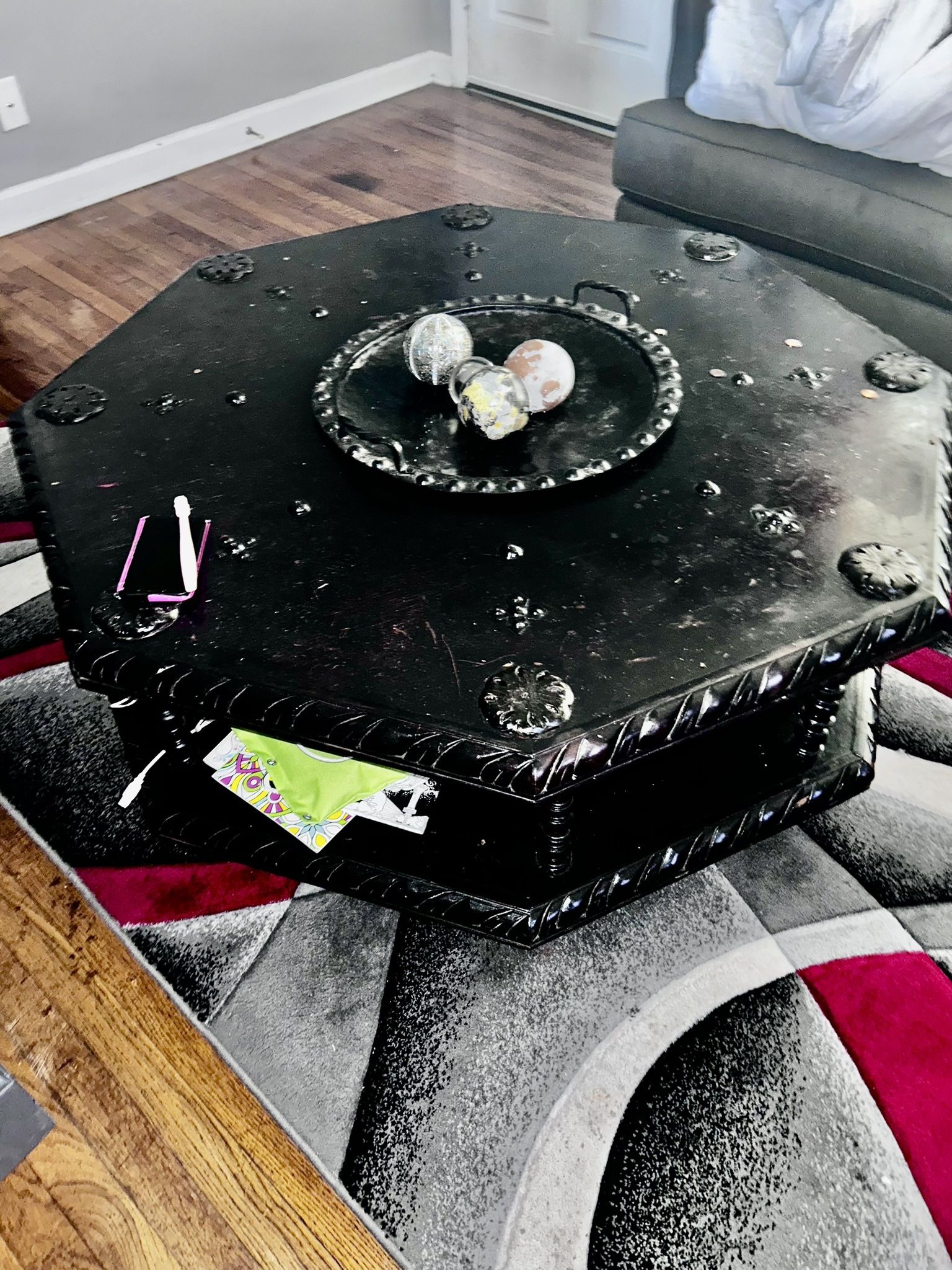 2-tiered octagon Brazier coffee table