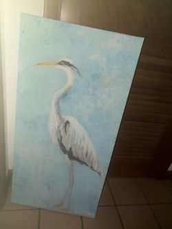 Heron Bird Canvas Wall Art Painting