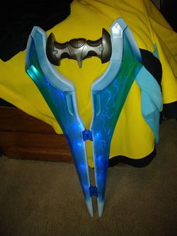 Huge hali sword lights up and has sound effects. Its Super cool.