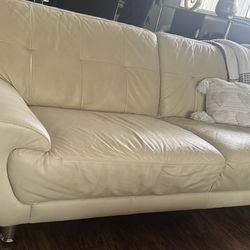 Beige Leather Sofa