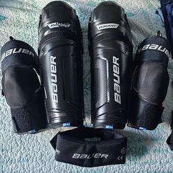 Bauer Hockey Neckguard, Elbow Pads, Shin Guards, Gloves