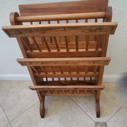 Wooden Carved Design Magazine Rack