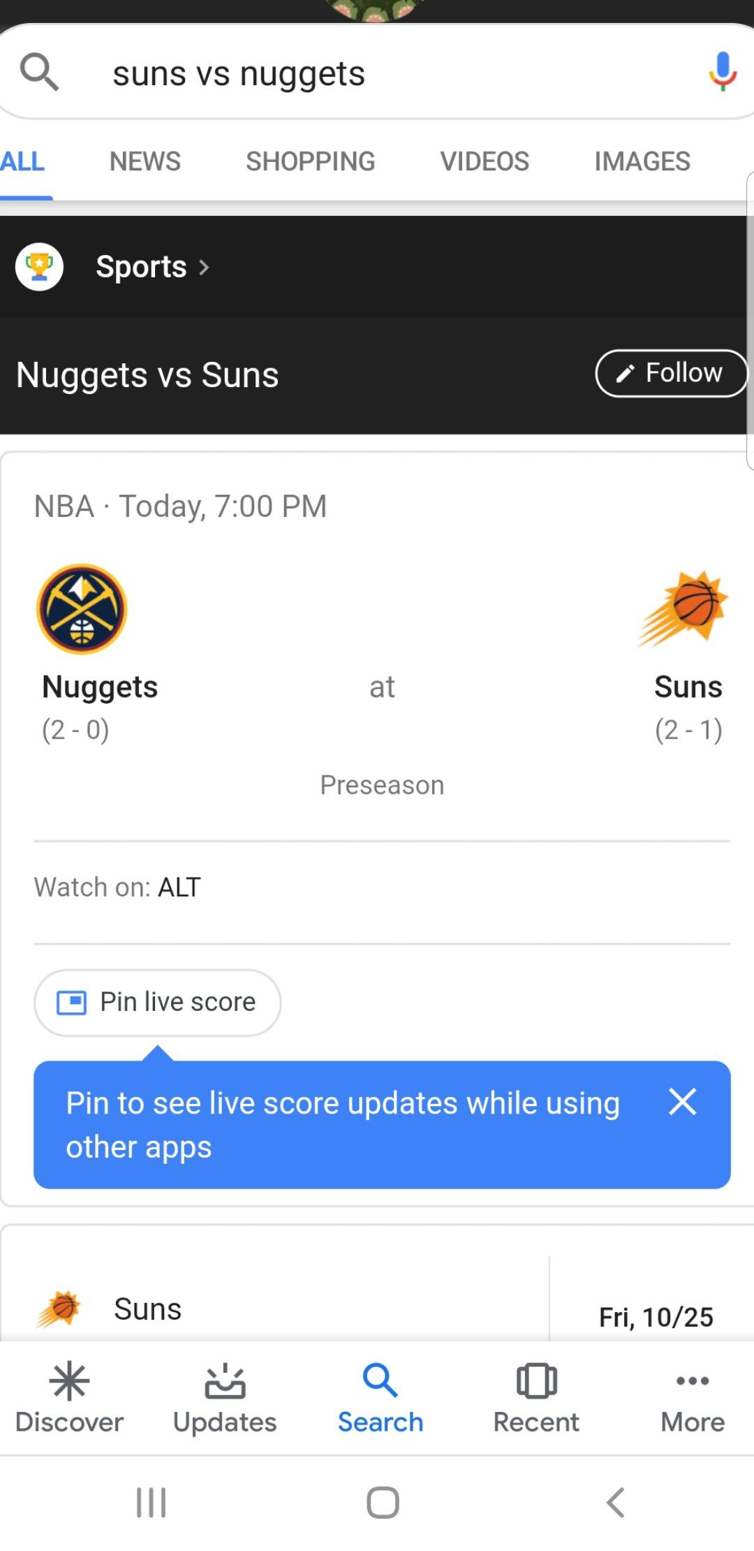 Suns vs Nuggets