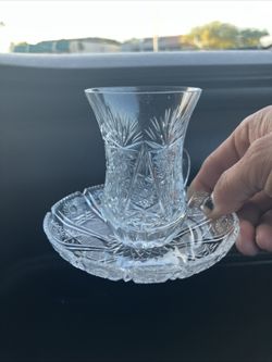 Dimitase Bohemian Crystal Cup & Saucers