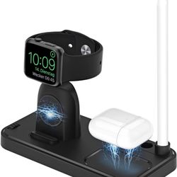 Charger Stand for Apple Watch, 3 in 1 Wireless Charging Station for Multiple Devices Apple, iWatch Charger Dock for Apple Pencil 1, AirPods Pro 3 2, A