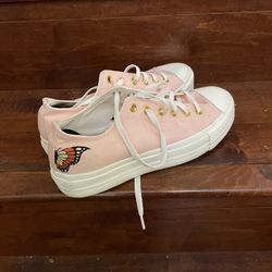 Converse All Star Low Top Pink Butterfly Embroidery 9.5 Men 11W Vietnam