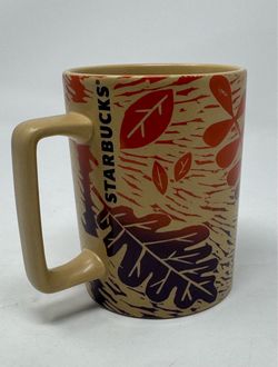 Starbucks 2017 Fall Autumn Harvest Leaves 12oz Coffee Mug Cup