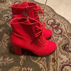 Red High Boot Size 10