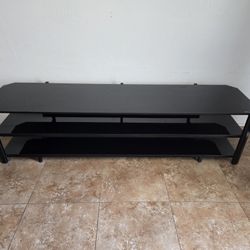 3 Shelf Black Glass TV Stand