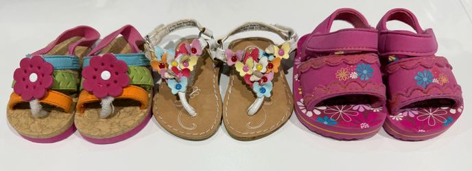 Infant Girls Toddler Sandals Bundle – 3 Pairs Size 2