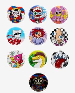Digital Circus COMPLETE SET Character Portraits with RARE CHASE Button Combo Set