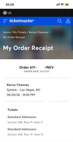 Kenny Chesney, Sphere - Las Vegas