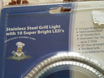 BRAND NEW NANTUCKET GOURMET CHEF STAINLESS STEEL GRILL LIGHT WITH 10 SUPER BRIGHT LED'S