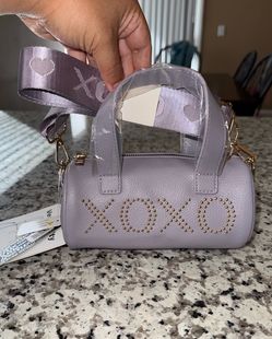 XOXO Vegan Leather Stud Mini Handbag with Removable Crossbody Straps- Lavender